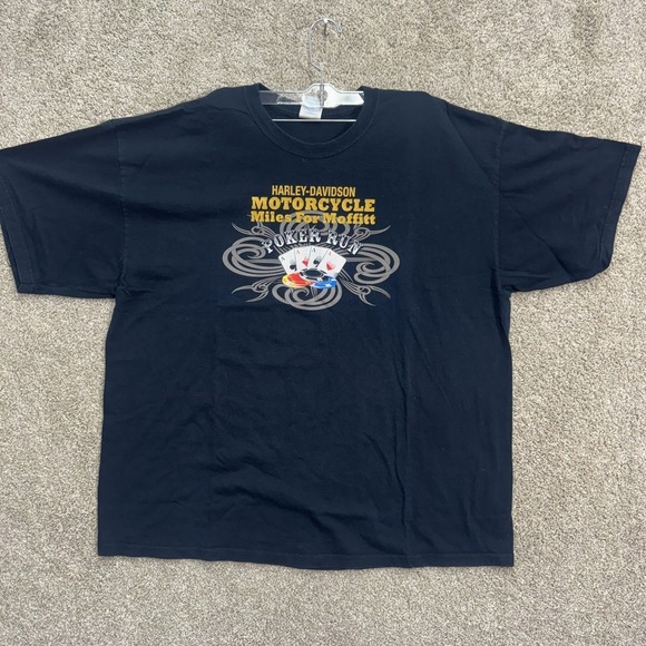 Gildan Other - Gildan Harley-Davidson T-Shirt Men 2XL Black Poker Run Miles For Moffitt Graphic